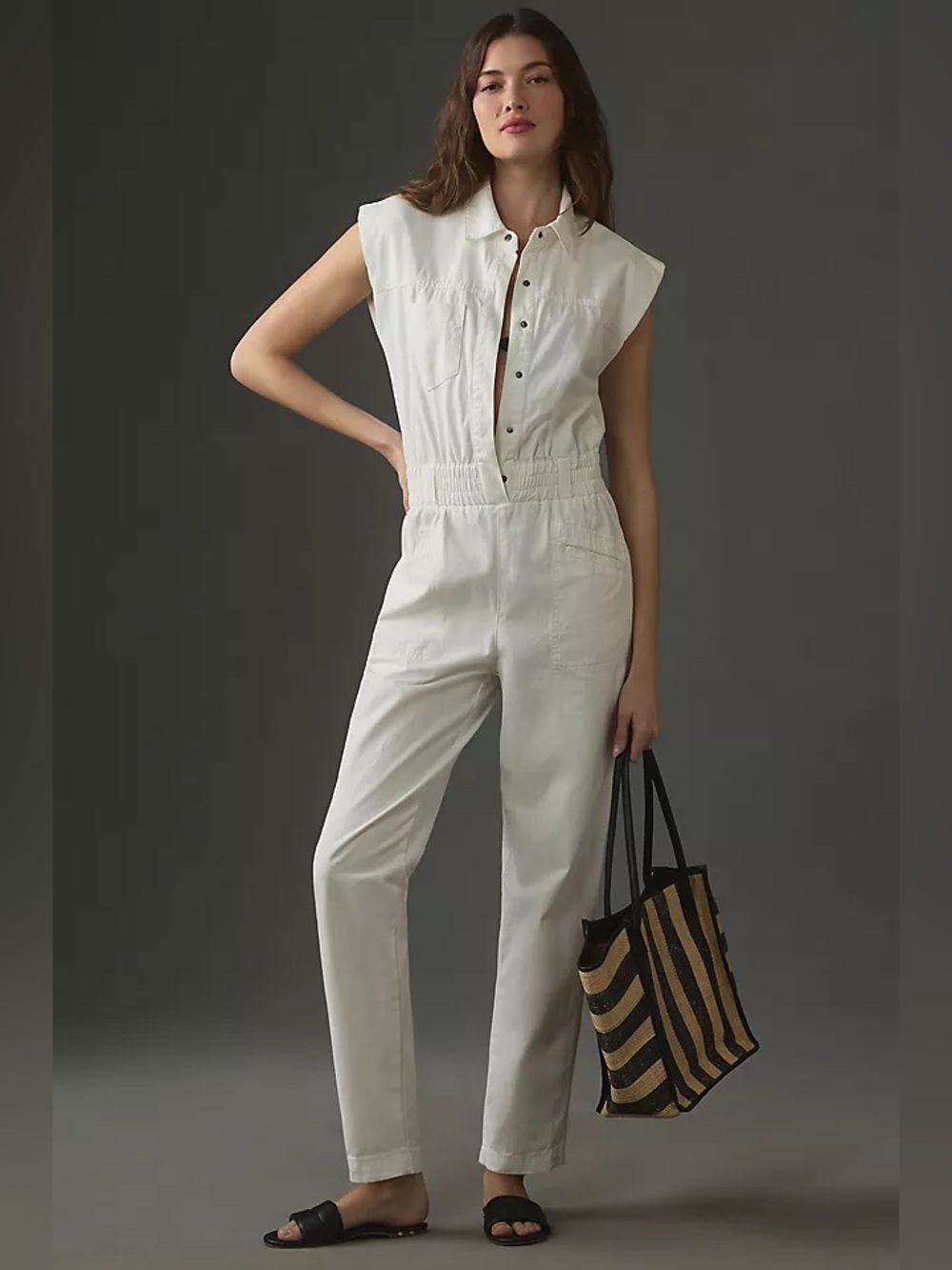 Pistola Rosie Button-Front Jumpsuit Size Small